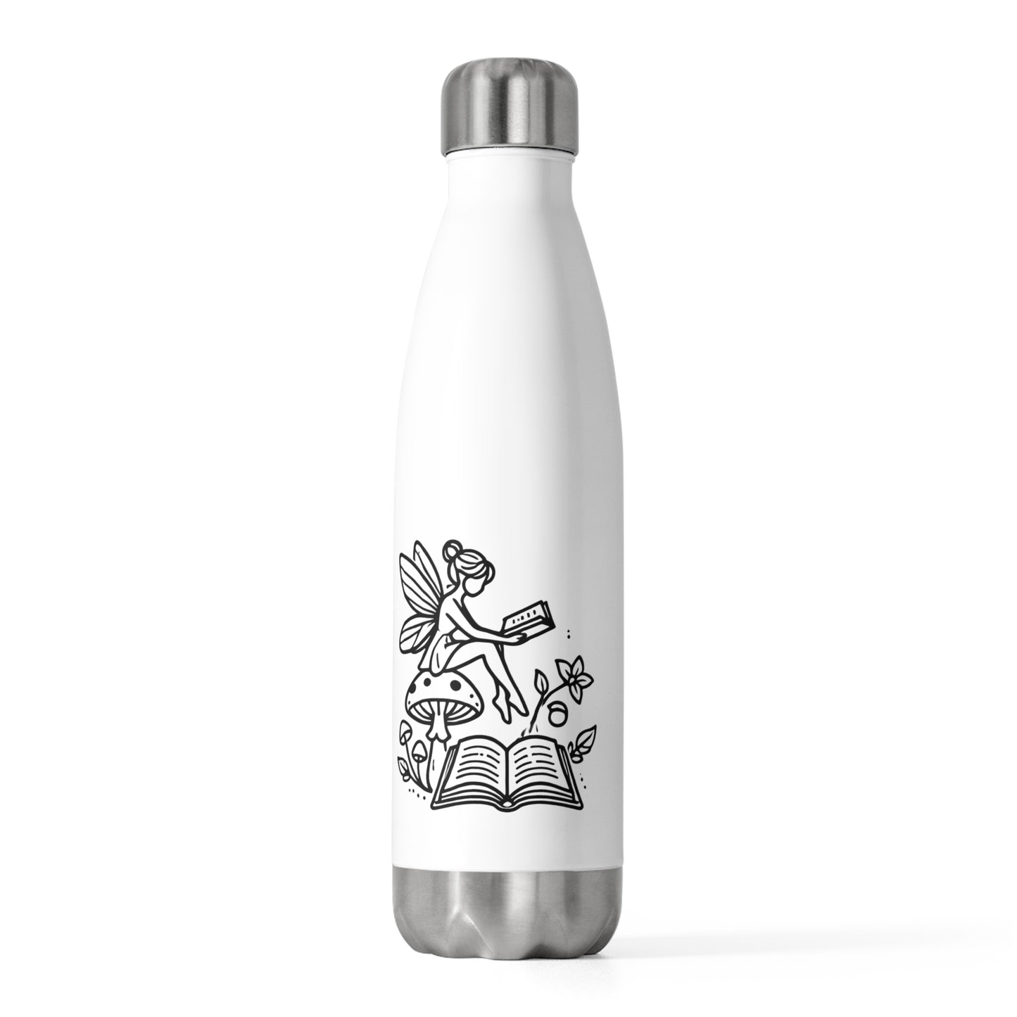 20oz Insulated Bottle - Whimsical Fairy and Book Design